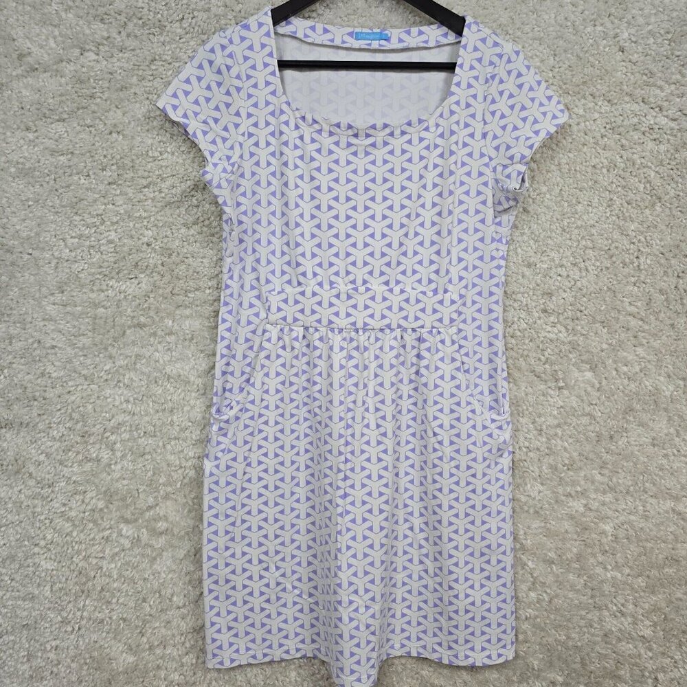 J.McLaughlin Dress Womens L Purple Cap Sleeve Catalina Cloth Pockets Preppy Mod